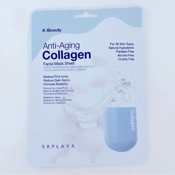 New 5/$18 SAPLAYA Anti-Aging Collagen Sheet Face Mask - Picture 1 of 3